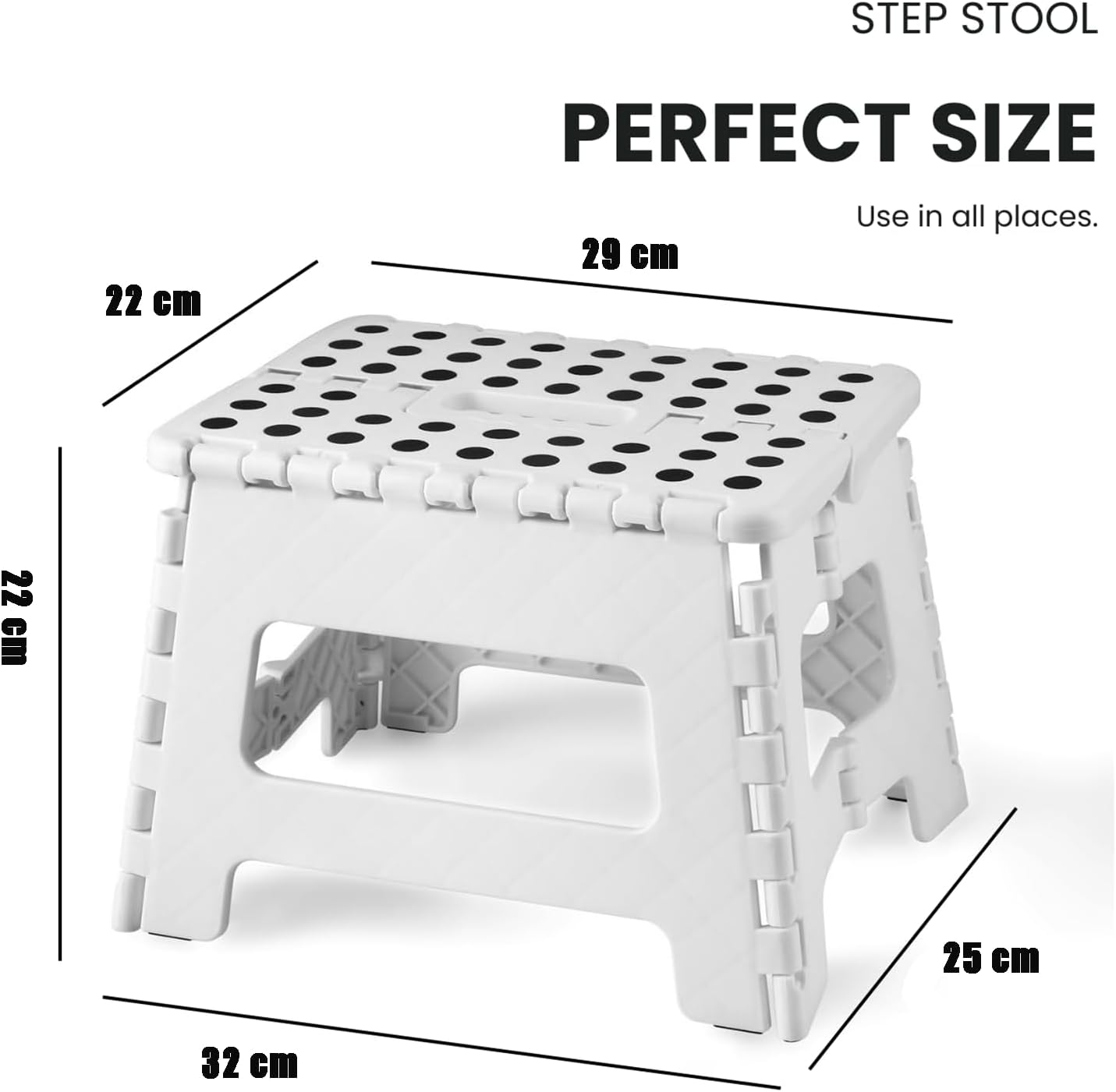 Folding Step Stool, 9 Inch Lightweight Foldable Stool Kids Step Stool for Kitchen Bathroom Home Bedroom, Sturdy Kid Foot Stepping Stool, White