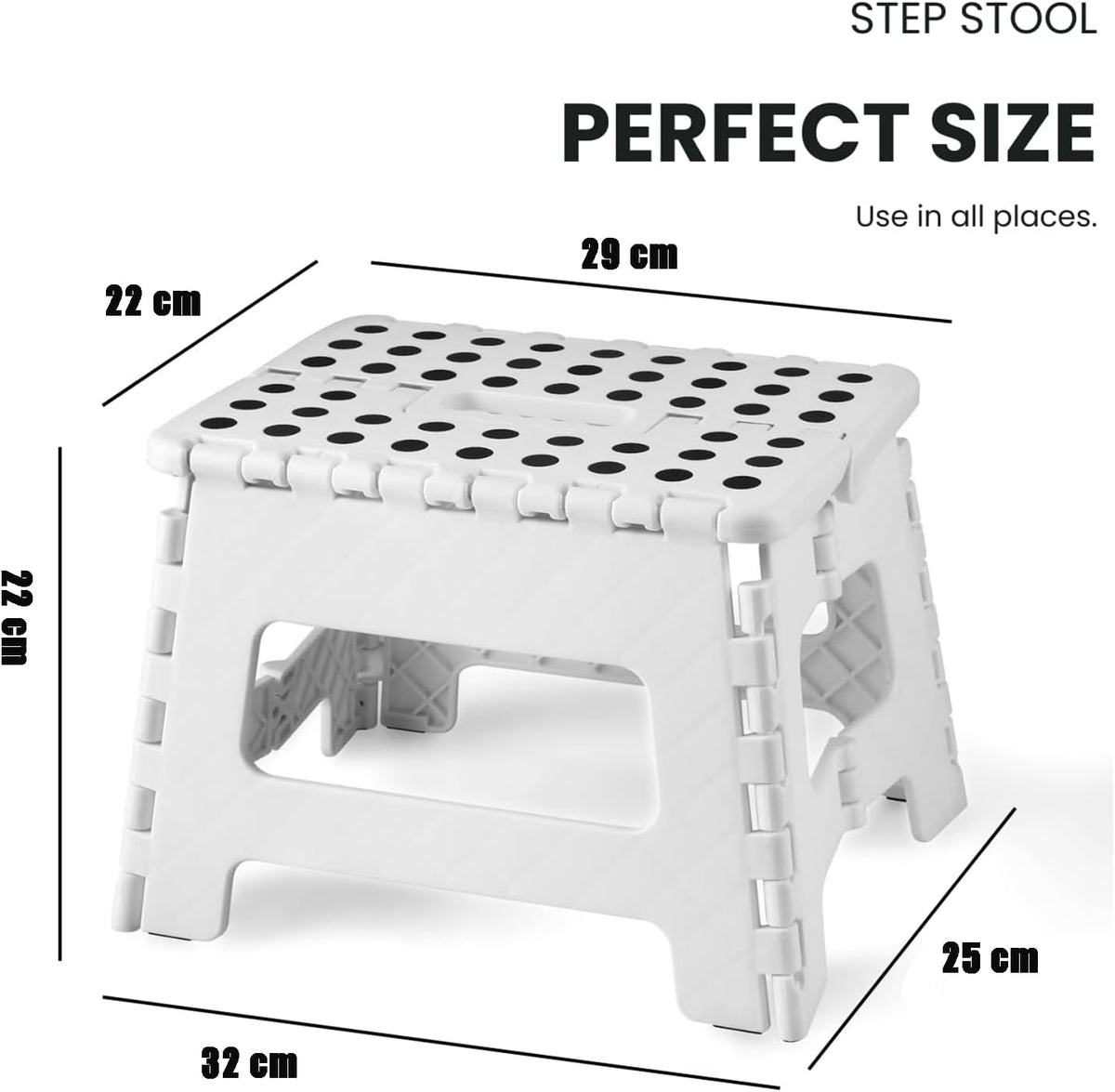 Folding Step Stool, 9 Inch Lightweight Foldable Stool Kids Step Stool for Kitchen Bathroom Home Bedroom, Sturdy Kid Foot Stepping Stool, White