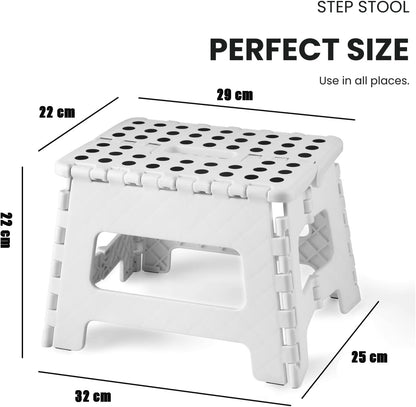 Folding Step Stool, 9 Inch Lightweight Foldable Stool Kids Step Stool for Kitchen Bathroom Home Bedroom, Sturdy Kid Foot Stepping Stool, White