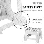 Folding Step Stool, 9 Inch Lightweight Foldable Stool Kids Step Stool for Kitchen Bathroom Home Bedroom, Sturdy Kid Foot Stepping Stool, White