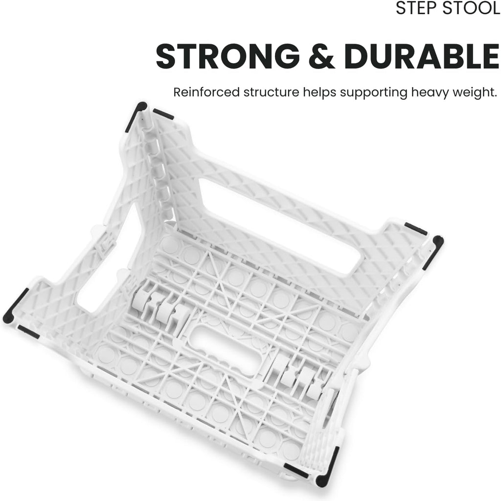Folding Step Stool, 9 Inch Lightweight Foldable Stool Kids Step Stool for Kitchen Bathroom Home Bedroom, Sturdy Kid Foot Stepping Stool, White