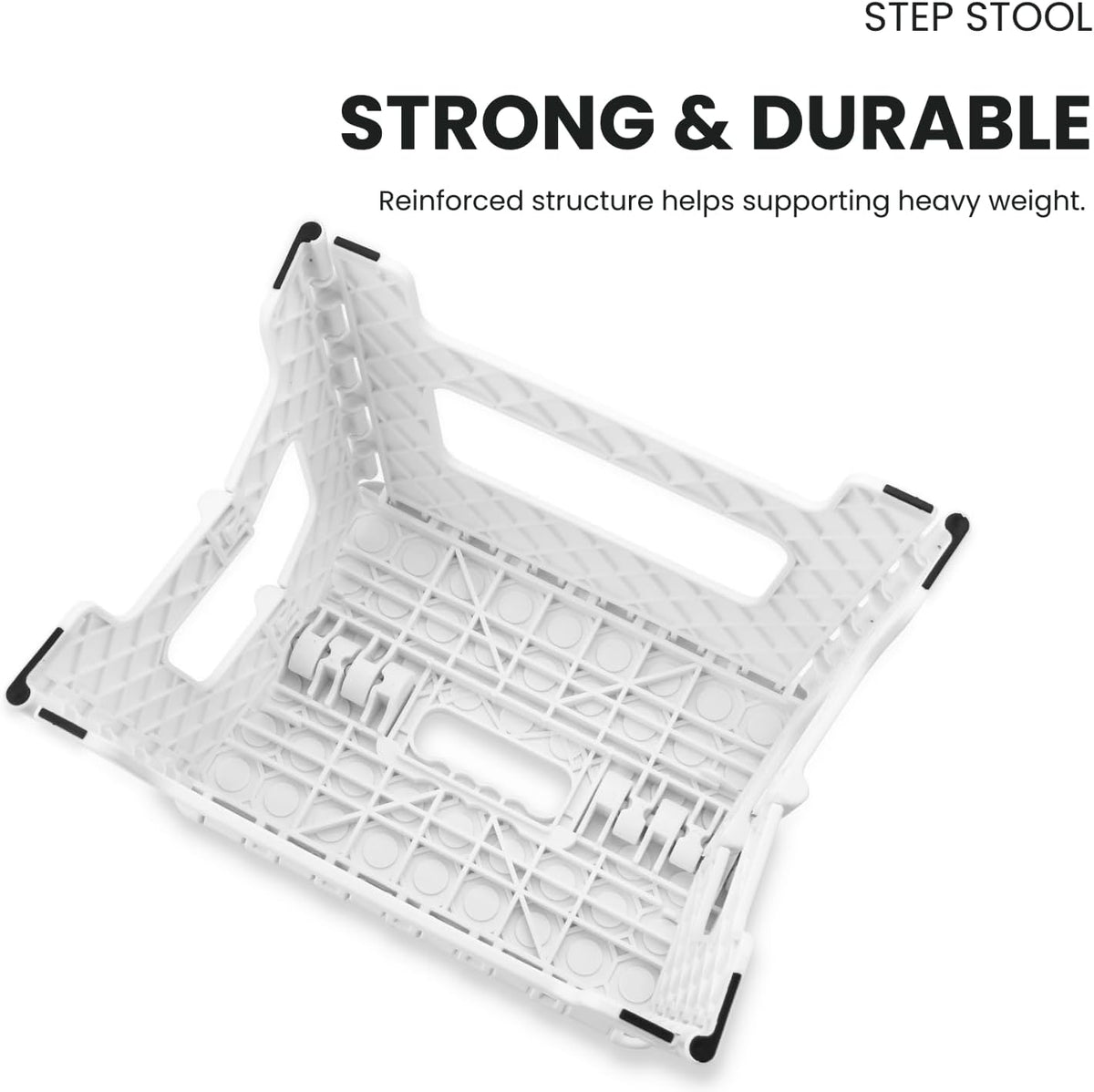Folding Step Stool, 9 Inch Lightweight Foldable Stool Kids Step Stool for Kitchen Bathroom Home Bedroom, Sturdy Kid Foot Stepping Stool, White