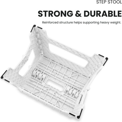 Folding Step Stool, 9 Inch Lightweight Foldable Stool Kids Step Stool for Kitchen Bathroom Home Bedroom, Sturdy Kid Foot Stepping Stool, White