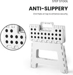 Folding Step Stool, 9 Inch Lightweight Foldable Stool Kids Step Stool for Kitchen Bathroom Home Bedroom, Sturdy Kid Foot Stepping Stool, White