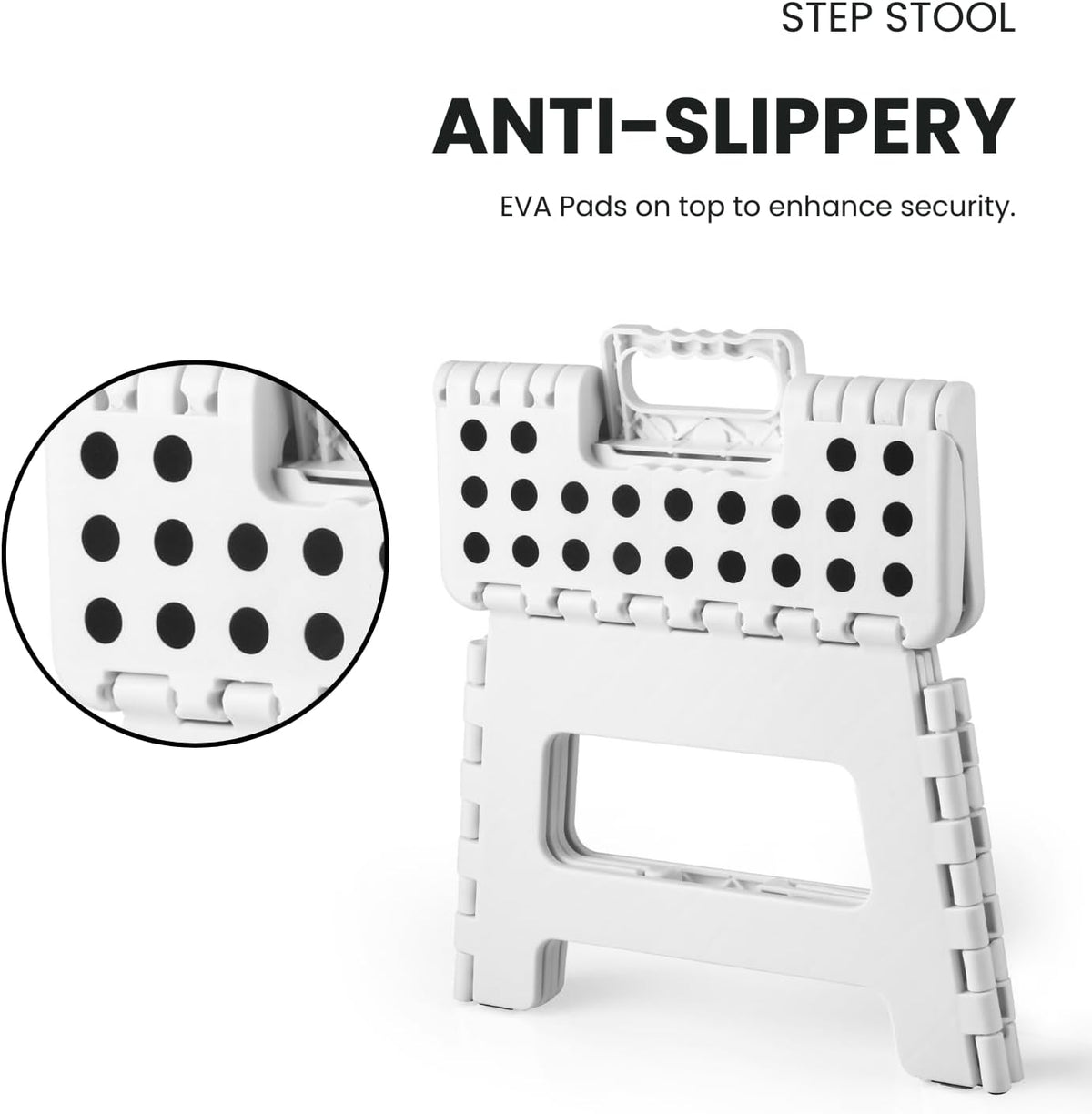 Folding Step Stool, 9 Inch Lightweight Foldable Stool Kids Step Stool for Kitchen Bathroom Home Bedroom, Sturdy Kid Foot Stepping Stool, White