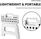 Folding Step Stool, 9 Inch Lightweight Foldable Stool Kids Step Stool for Kitchen Bathroom Home Bedroom, Sturdy Kid Foot Stepping Stool, White