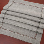 Handmade Hemstitch Gray Dining Table Runner Or Dresser Scarf, Rectangular 14 by 72 Inch