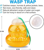 2 Pack Wasp Trap Hornets, Yellow Jackets Wasp Repellent, Hornet Trap, Bee Traps Wasps, Wasp Traps for Outdoors, Effective and Reusable, Safe and Natural, No Bottom Seam