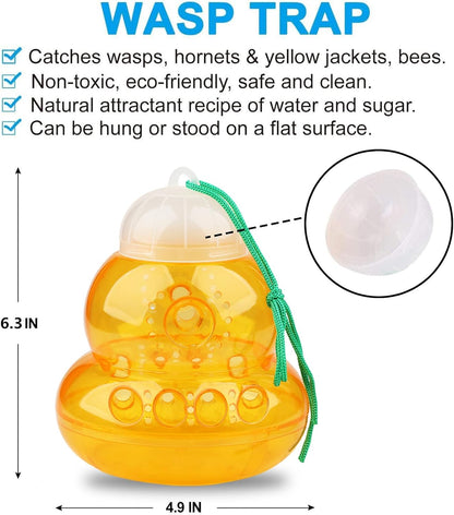 2 Pack Wasp Trap Hornets, Yellow Jackets Wasp Repellent, Hornet Trap, Bee Traps Wasps, Wasp Traps for Outdoors, Effective and Reusable, Safe and Natural, No Bottom Seam