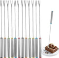 12 Pieces Fondue Forks, Stainless Steel Fondue Forks Roasting Sticks 24cm Fondue Skewers with Heat Resistant Handle for Cheese Chocolate Fondue Roast Marshmallows Meat