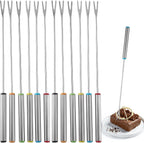 12 Pieces Fondue Forks, Stainless Steel Fondue Forks Roasting Sticks 24cm Fondue Skewers with Heat Resistant Handle for Cheese Chocolate Fondue Roast Marshmallows Meat