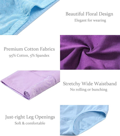 5-Pack Women's High Waist Tummy Control Panties Cotton Underwear No Muffin Top