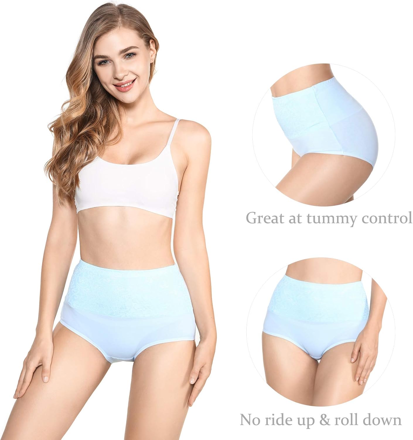 5-Pack Women's High Waist Tummy Control Panties Cotton Underwear No Muffin Top