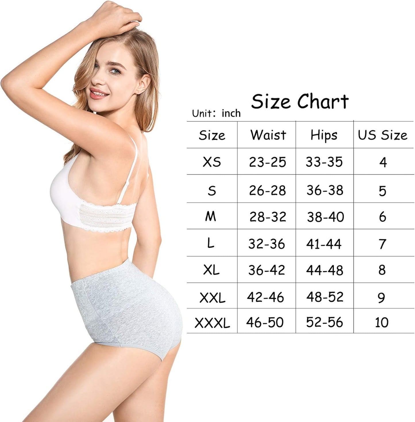 5-Pack Women's High Waist Tummy Control Panties Cotton Underwear No Muffin Top