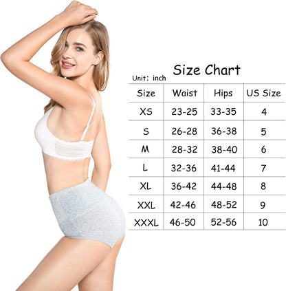 5-Pack Women's High Waist Tummy Control Panties Cotton Underwear No Muffin Top