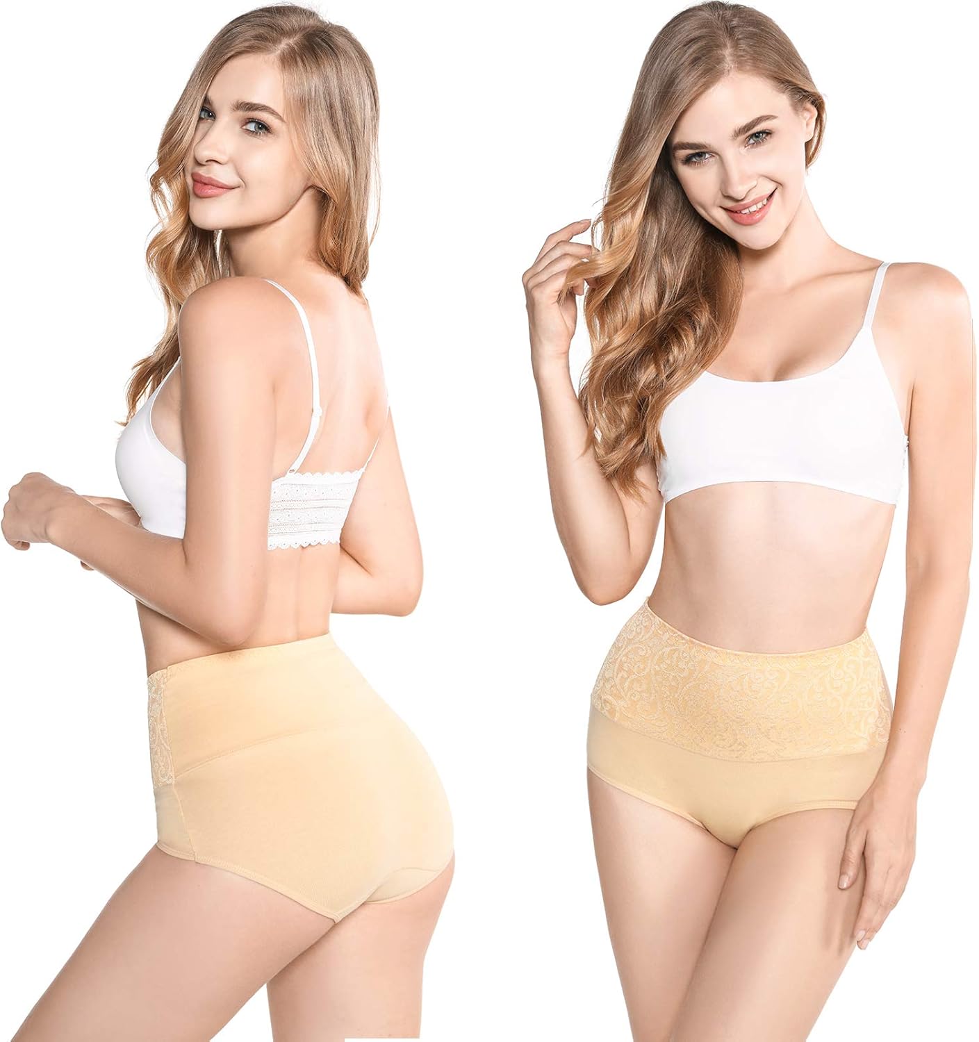 5-Pack Women's High Waist Tummy Control Panties Cotton Underwear No Muffin Top