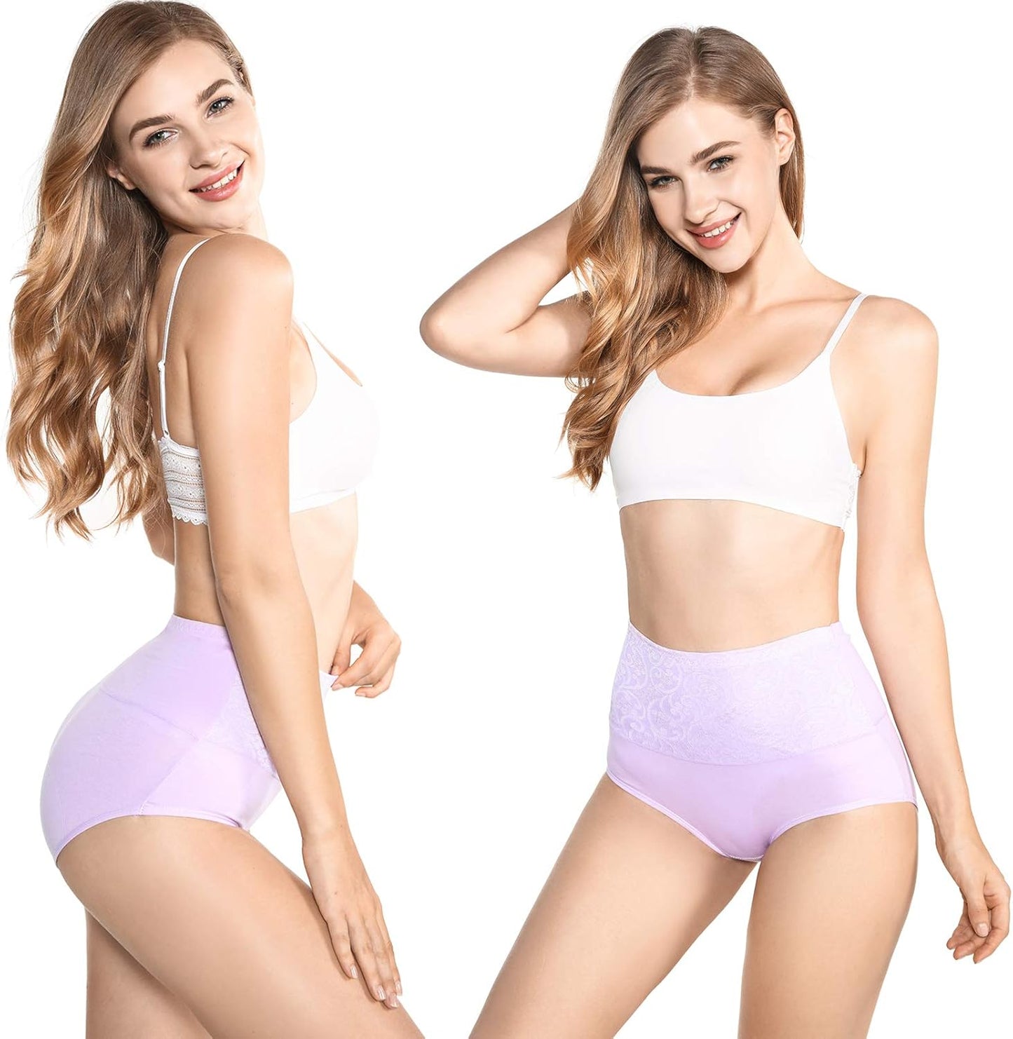 5-Pack Women's High Waist Tummy Control Panties Cotton Underwear No Muffin Top