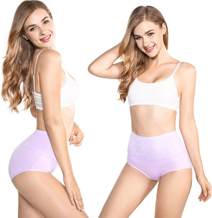 5-Pack Women's High Waist Tummy Control Panties Cotton Underwear No Muffin Top
