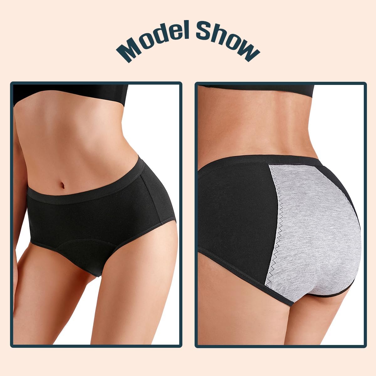 Women High Waist Period Panties 4 Pack Underwear Menstrual Breathable Leakproof Pants Cotton Knickers