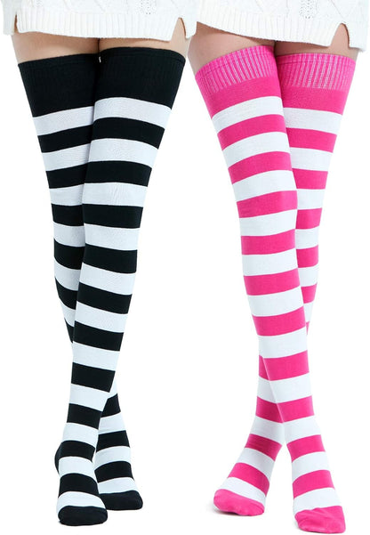 Extra Long Cotton Stripe Thigh High Socks Over the Knee High Socks