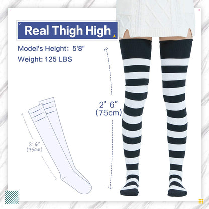 Extra Long Cotton Stripe Thigh High Socks Over the Knee High Socks