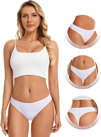 Women's Breathable Cotton Thong Panties Pack of 6