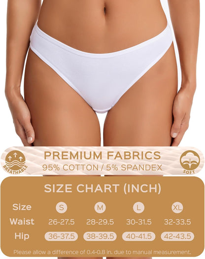 Women's Breathable Cotton Thong Panties Pack of 6