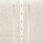 Fall Table Runner Farmhouse Rustic Style 13“ x 90”, Braided Striped Linen Cream Table Runner 90 Inches Long with Tassels for Dining Room Kitchen Reading Dresser Décor,Ivory White