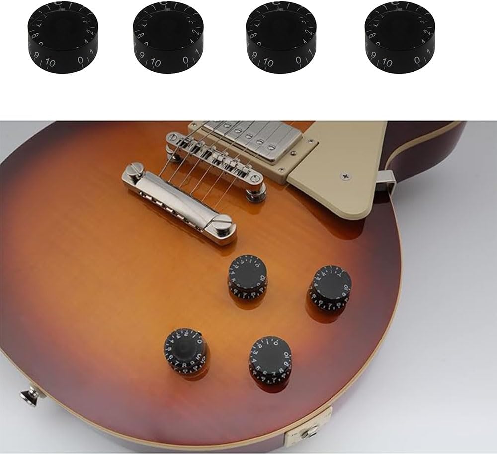Electric Guitar Volume Knobs, 4-Pack, Acrylic Coarse Spline, Black, Compatible with Epiphone Les Paul SG