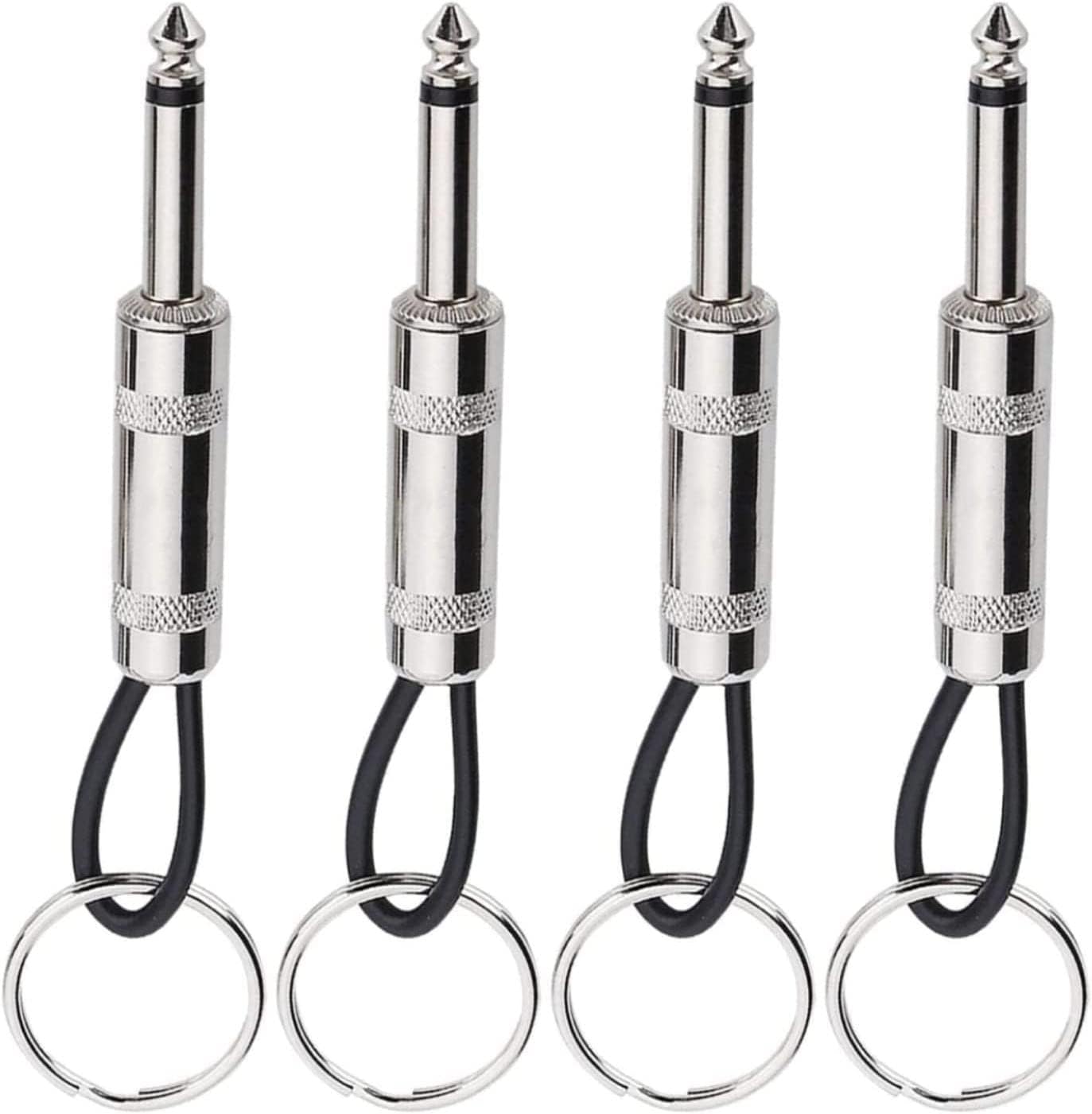 4-Piece Guitar Amplifier Keychain Set - 6.35mm Audio Plug Keyring - Music Gift for Recording Studio, Rehearsal Space, Guitar Lover Decoration