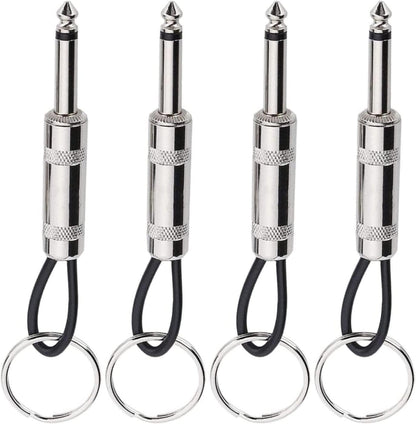 4-Piece Guitar Amplifier Keychain Set - 6.35mm Audio Plug Keyring - Music Gift for Recording Studio, Rehearsal Space, Guitar Lover Decoration