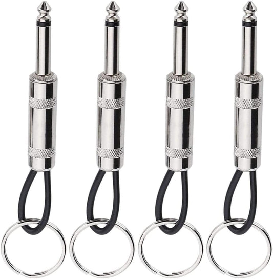 4-Piece Guitar Amplifier Keychain Set - 6.35mm Audio Plug Keyring - Music Gift for Recording Studio, Rehearsal Space, Guitar Lover Decoration
