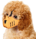 Silicone Dog Muzzle, Soft Muzzle for Small Medium Dogs, Breathable Silicone Cage Mouth Cover for Poodle Dachshund to Prevent Biting and Chewing Adjustable Head Strap (S,Orange)