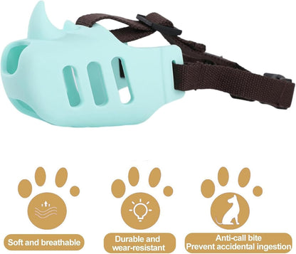 Silicone Dog Muzzle, Soft Muzzle for Small Medium Dogs, Breathable Silicone Cage Mouth Cover for Poodle Dachshund to Prevent Biting and Chewing Adjustable Head Strap (S,Orange)