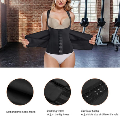 Women's Waist Trainer Vest Corset Belt with -Layer Compression, Steel Bones, U-Shape Design for Abdominal Support, Back Support, Posture Improvement, Hourglass Figure Sculpting