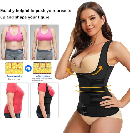 Women's Waist Trainer Vest Corset Belt with -Layer Compression, Steel Bones, U-Shape Design for Abdominal Support, Back Support, Posture Improvement, Hourglass Figure Sculpting