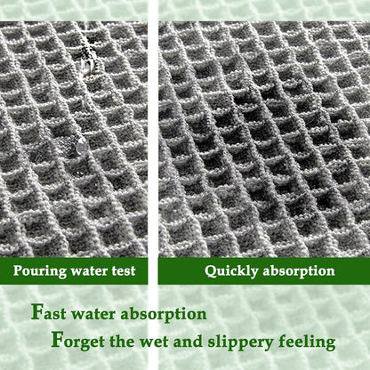Grey Waffle Bath Mat,Super Absorbent Non Slip Bathroom Rug,Gray 18x30inch,Machine Washable Ultra Soft Floor Mats