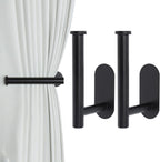 2 Pack Adhesive Curtain Holdbacks - No Drill Curtain Tie Backs & Pull Backs Curtain Holders for Drapes (2, Black)