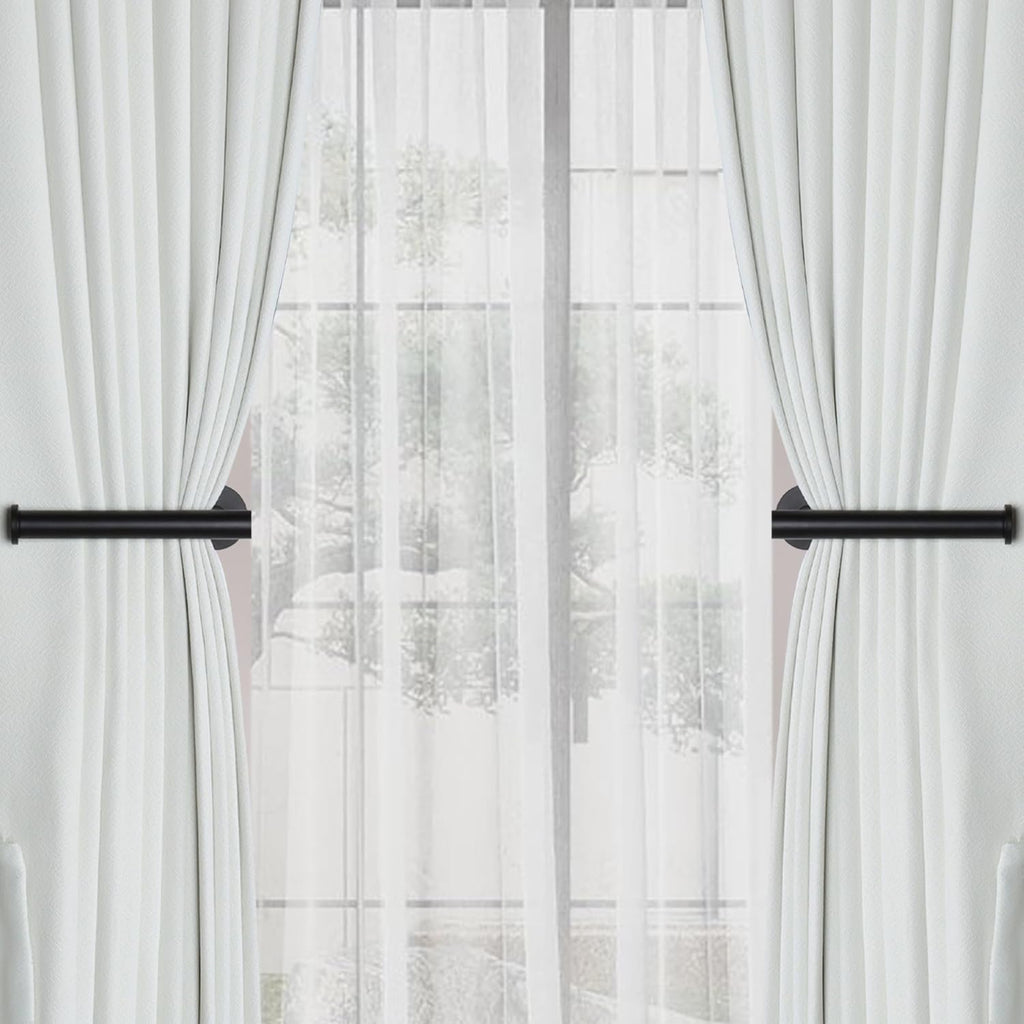 2 Pack Adhesive Curtain Holdbacks - No Drill Curtain Tie Backs & Pull Backs Curtain Holders for Drapes (2, Black)