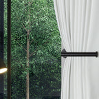 2 Pack Adhesive Curtain Holdbacks - No Drill Curtain Tie Backs & Pull Backs Curtain Holders for Drapes (2, Black)