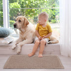 Tan Waffle Bath Mat,Super Absorbent Non Slip Bathroom Rug,Brown 18x30inch,Machine Washable Ultra Soft Floor Mats