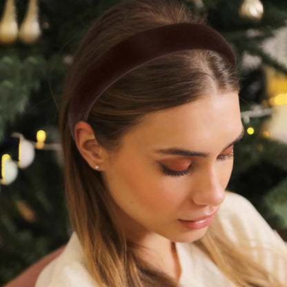 Thick Velvet Headband, 3Pcs Velvet Headbands for Women, 90s Hair Accessories Wide Padded Headbands, Solid Velvet Bezel Headband Fashion Elastic Head Bands for Women's Hair, Girls Velvet Headband