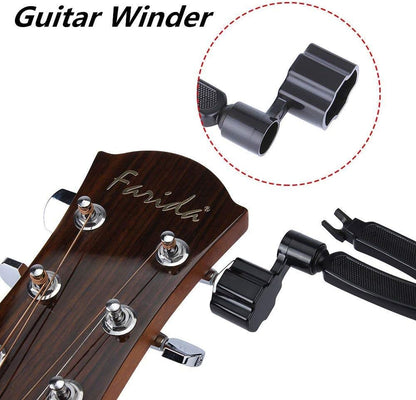 Professional Guitar String Winder Cutter and Bridge Pin Puller, Guitar Repair Tool Functional 3 in 1 (Black)