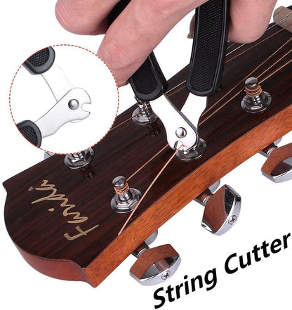 Professional Guitar String Winder Cutter and Bridge Pin Puller, Guitar Repair Tool Functional 3 in 1 (Black)