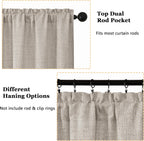 Linen Valances for Windows 1 Pcs, Light Filtering Textured Farmhouse Short Small Valance Curtains Bathroom Basement Living Room Bedroom, Rod Pocket Half Over Sink, 60Wx14L Inch 60"W x 14"L (Pack of 1)