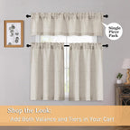 Linen Valances for Windows 1 Pcs, Light Filtering Textured Farmhouse Short Small Valance Curtains Bathroom Basement Living Room Bedroom, Rod Pocket Half Over Sink, 60Wx14L Inch 60"W x 14"L (Pack of 1)