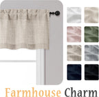 Linen Valances for Windows 1 Pcs, Light Filtering Textured Farmhouse Short Small Valance Curtains Bathroom Basement Living Room Bedroom, Rod Pocket Half Over Sink, 60Wx14L Inch 60"W x 14"L (Pack of 1)