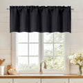 Black Valances for Windows, Small Blackout Curtains Kitchen Bedroom Living Room, Rod Pocket Privacy Modern Solid Short Window Treatment Valance Bathroom Panels, 60" Wx18 L,1 Piece 60"W x 18"L (Pack of
