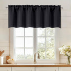Black Valances for Windows, Small Blackout Curtains Kitchen Bedroom Living Room, Rod Pocket Privacy Modern Solid Short Window Treatment Valance Bathroom Panels, 60" Wx18 L,1 Piece 60"W x 18"L (Pack of