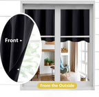 Black Valances for Windows, Small Blackout Curtains Kitchen Bedroom Living Room, Rod Pocket Privacy Modern Solid Short Window Treatment Valance Bathroom Panels, 60" Wx18 L,1 Piece 60"W x 18"L (Pack of